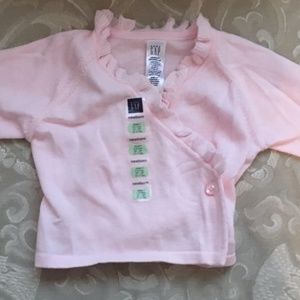 Gap NWT Infant Girls Pink Ruffle Crop Sweater 3-6 Mos.